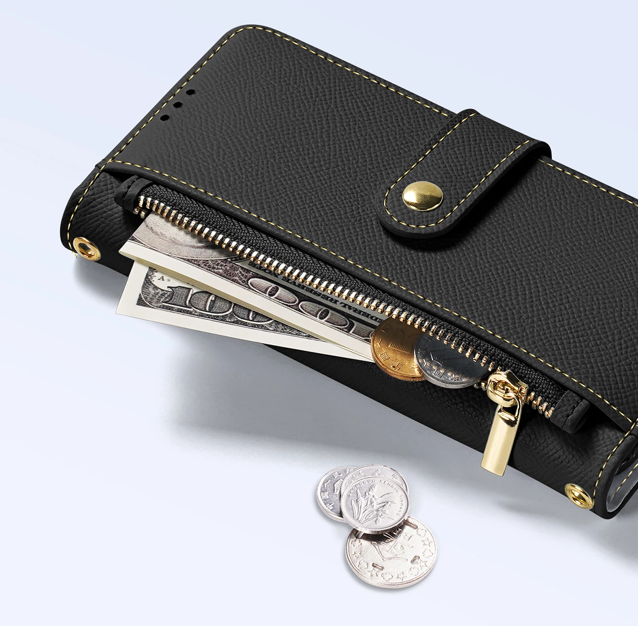 Mbështjellës Dux Ducis Lawa për iPhone 15 Pro Max, lëkurë, me portofol magnetik, i zi