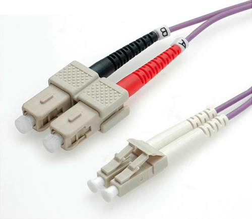 Kabllo fibre optike VALUE OM4 LC-SC, duplex, 0.5m, 50/125µm, LSZH, vjollcë