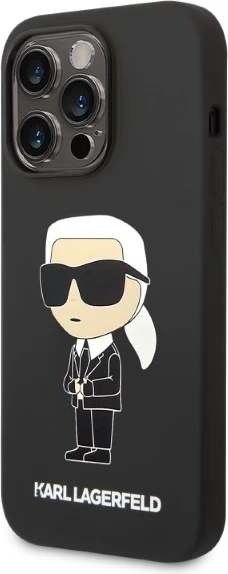 Mbështjellës Karl Lagerfeld KLHMP14XSNIKBCK për iPhone 14 Pro Max 6.7", silikon, MagSafe, zi