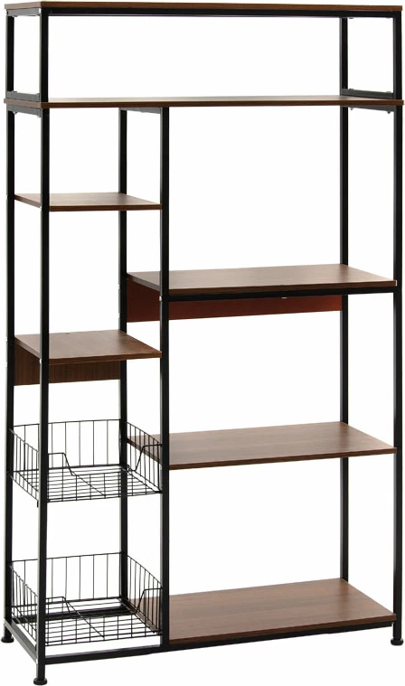 Njësi rafti për dysheme Leena metalike, ngjyrë lisi të errët e zezë, 80x30x142cm