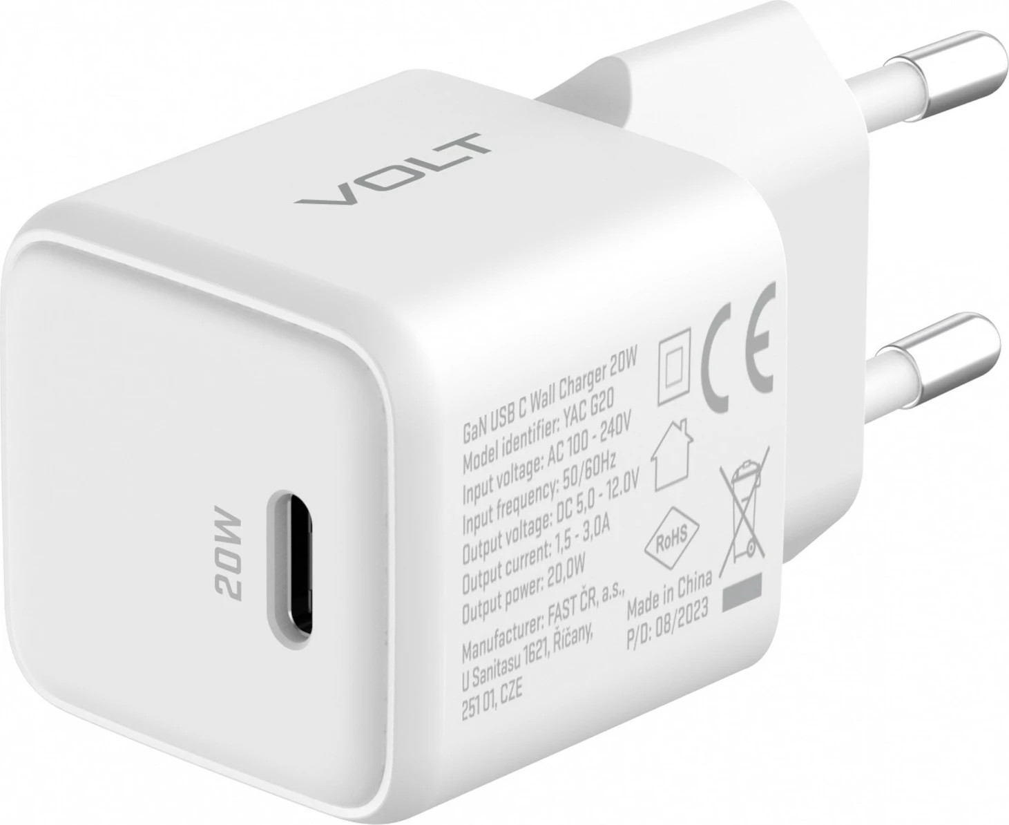 Karikues muri YENKEE YAC G20 VOLT, USB Type-C, 20W, i bardhë