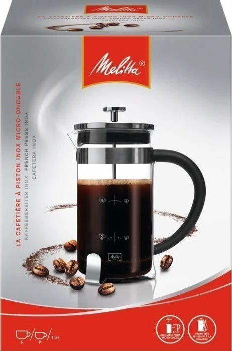 French press Melitta Premium 1 L (8 filxhanë), e zezë/çelik