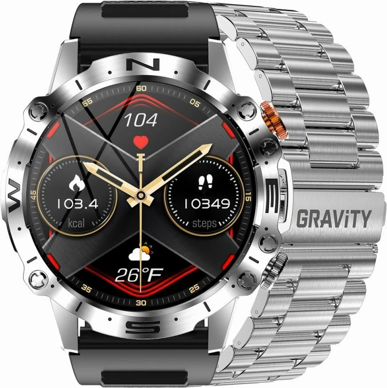 Smartwatch Gravity për meshkuj, e zezë