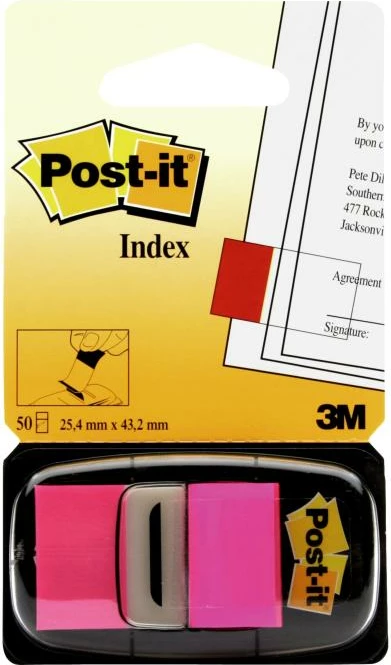Shiritë indeksues me dispenser, 3M Post-it 680-21, 44-66 fletë, rozë