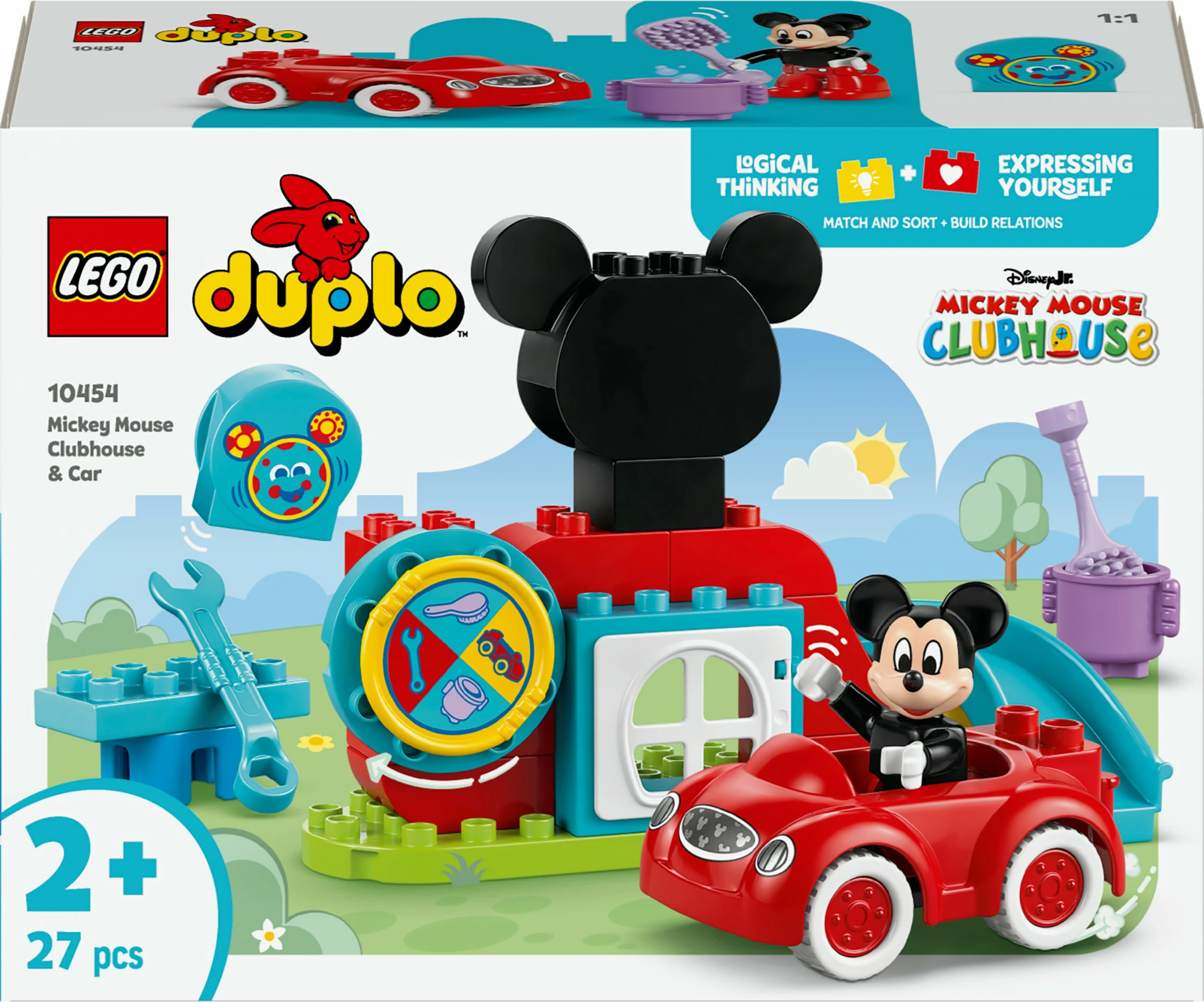 Set ndërtimi LEGO DUPLO Disney Mickey Mouse Clubhouse & makinë, 27 pjesë, shumëngjyrëshe