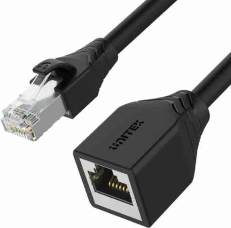 Kabllo zgjeruese Ethernet RJ-45 M-F Unitek C1896BK-1M Cat.6 STP 1m, e zezë