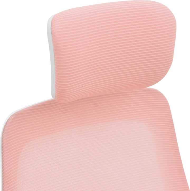 Karrige zyre Peja, material rrjetë, ngjyrë rozë, kornizë e bardhë, 58x60x107-117cm