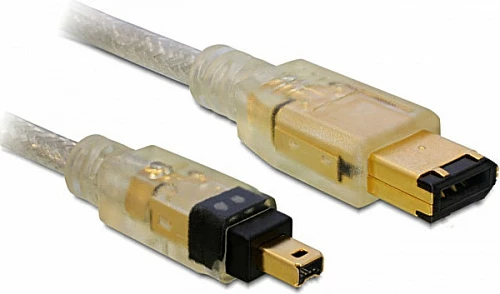 Kabllo FireWire DeLOCK 6-pin në 4-pin, 2 m, Male/Male, gri