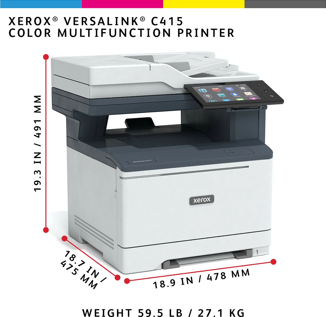 Printer multifunksional Xerox VersaLink C415DN, USB/LAN, print/scan/kopje/fax, duplex, gri/blu