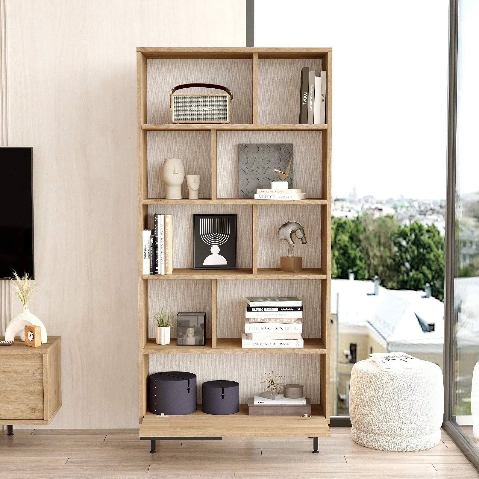 Raft librash Hanah Home, On4-S, ngjyrë arre, këmbë metalike