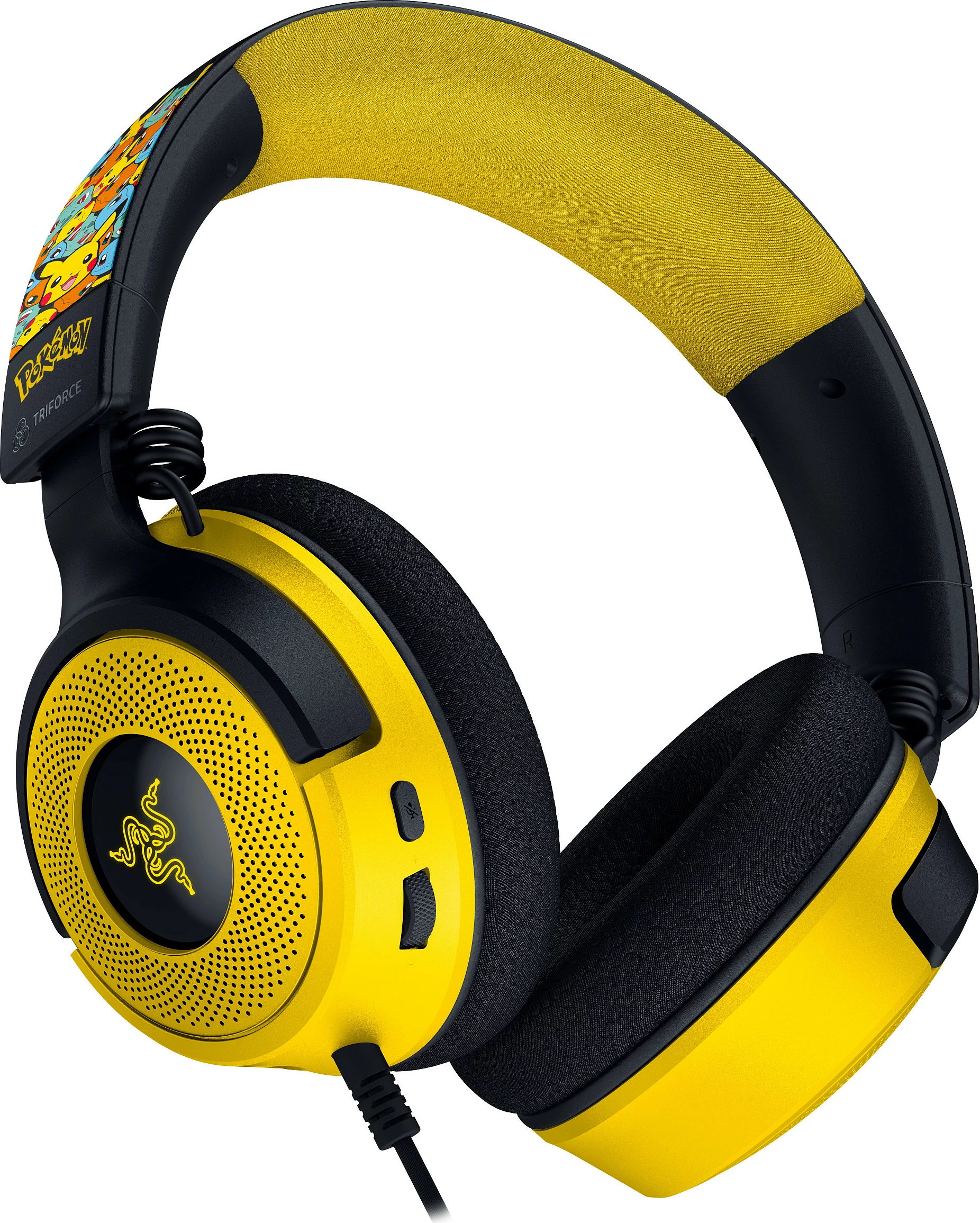 Kufje gaming Razer Kraken V4 X Pokémon KantoStarters Edition, USB-C/USB-A, me mikrofon, e zezë/verdhe
