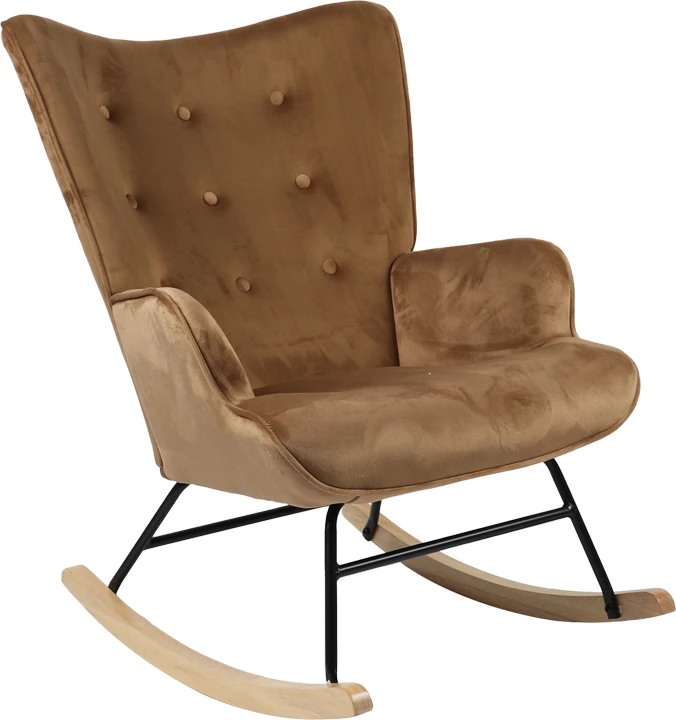 Karrige lëkundëse Georgia, pëlhurë kadife, ngjyrë natyrale, 75x71x95cm