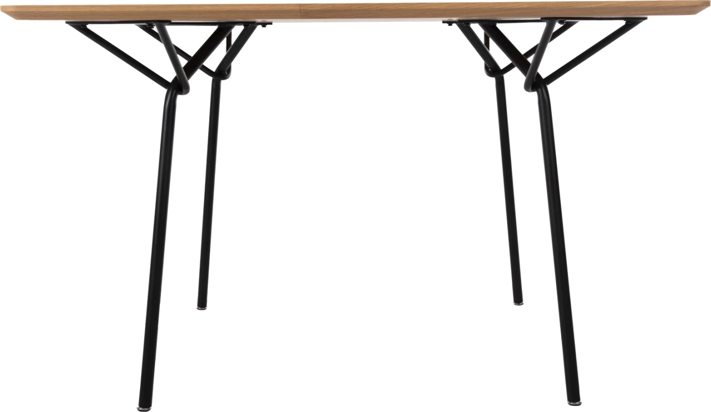 Tavolinë ngrënie katrore, TRENK FH9614.01, MDF me furnir lisi, këmbë metalike të zeza, 120x120x75H cm