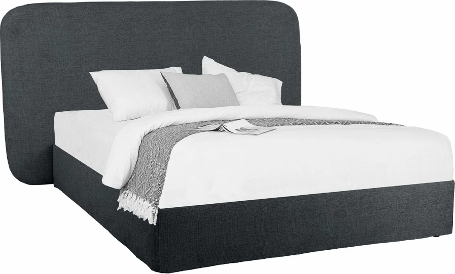 Krevat oval pa hapësirë magazinimi, për dyshek 160x200cm, ngjyrë antracit, 221x209x122