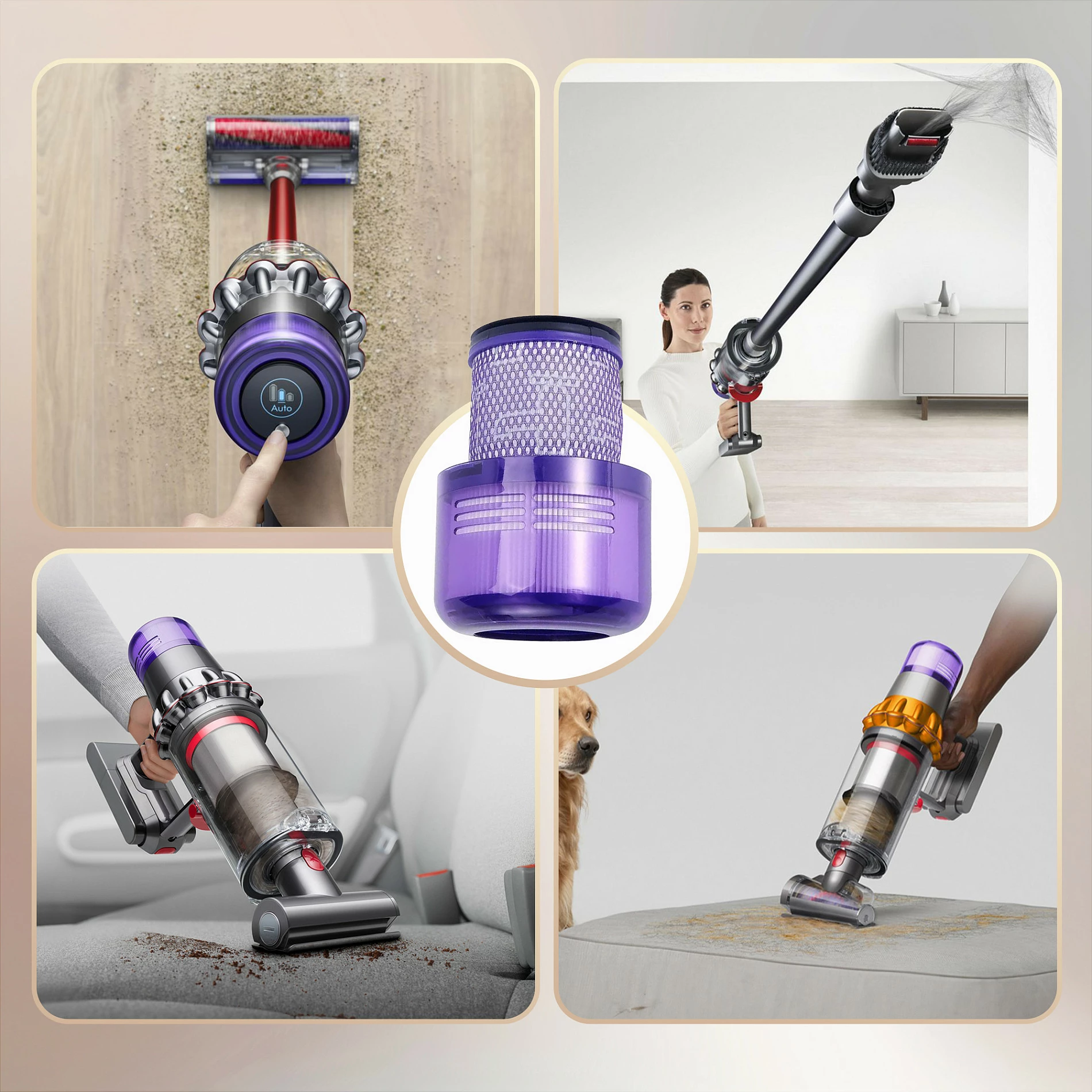 Set filtrash Extralink për Dyson V11 SV14/SV15/SV16/SV17, 3 copë, vjollcë