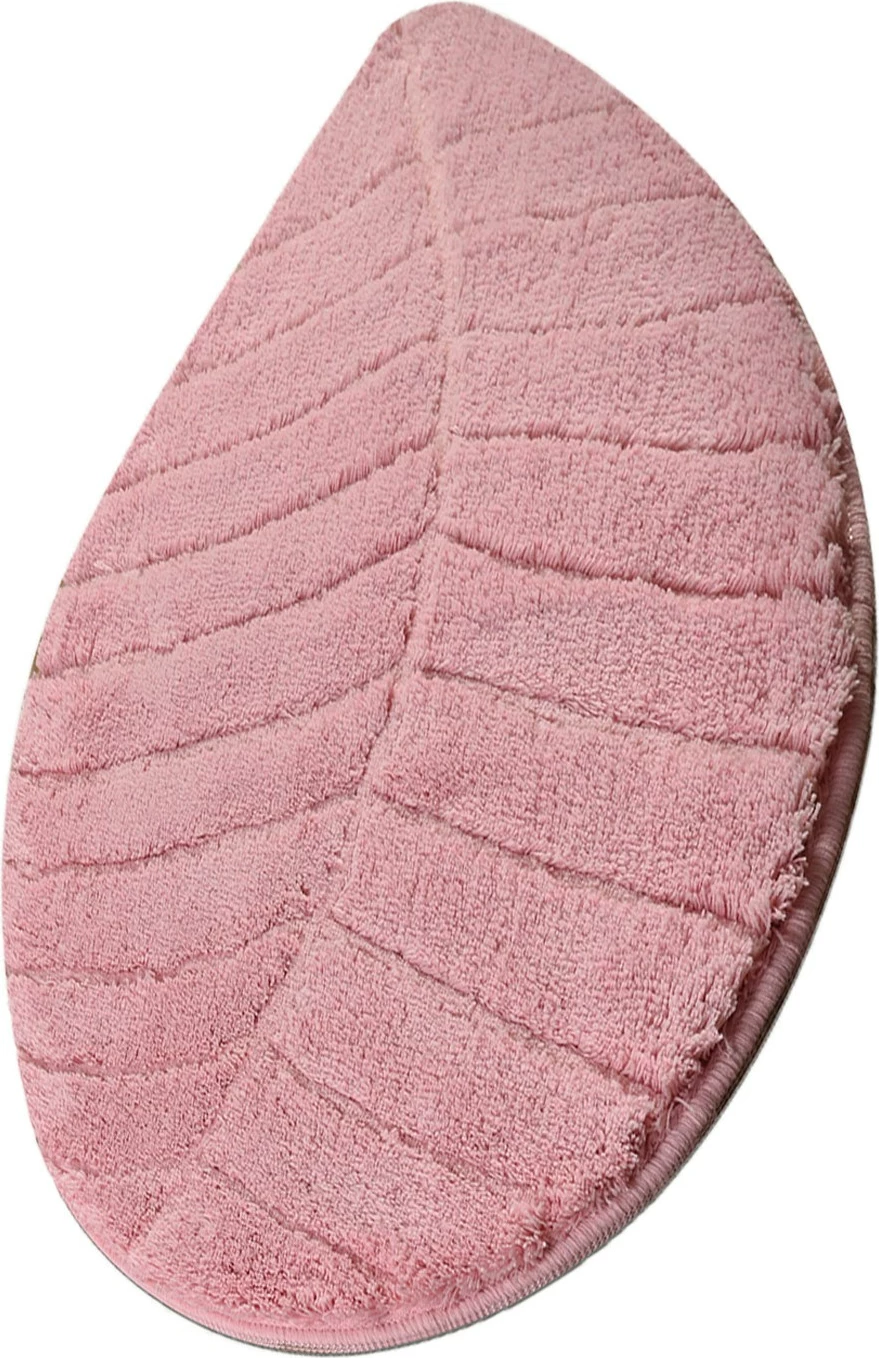 Tapet akrilik për banjo, formë gjetheje, ngjyrë rozë, 60x100cm