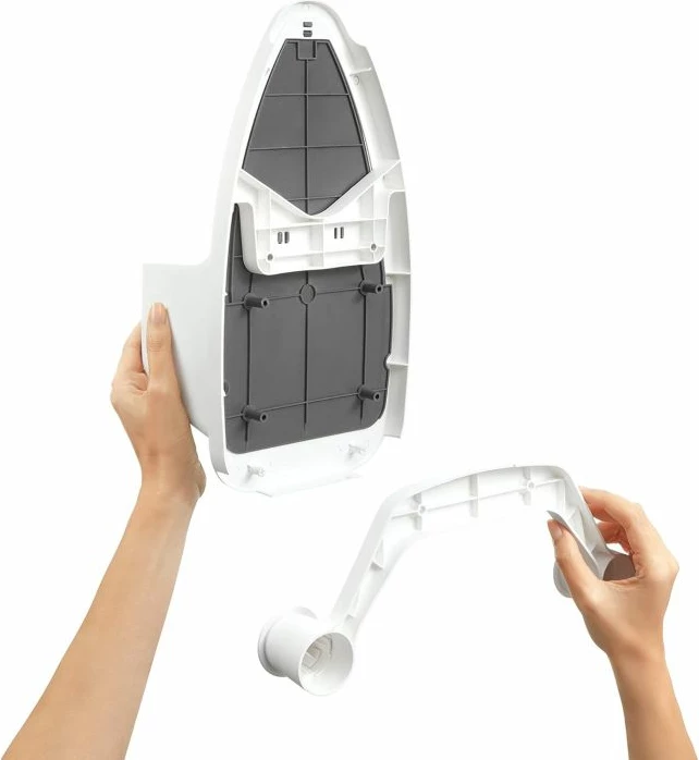 Mbajtëse universale për hekur dhe dërrasë hekurosjeje Rayen 210001, rezistente nxehtësie 250°C, 2 rafte, montim në mur/derë, gri