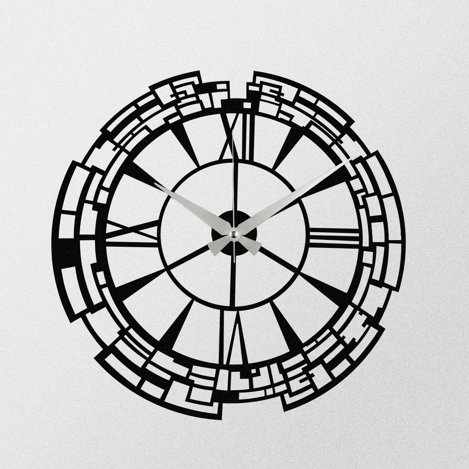 Orë muri dekorative prej metali, Wallity, Enzoclock - S016, e zezë, 48x48cm