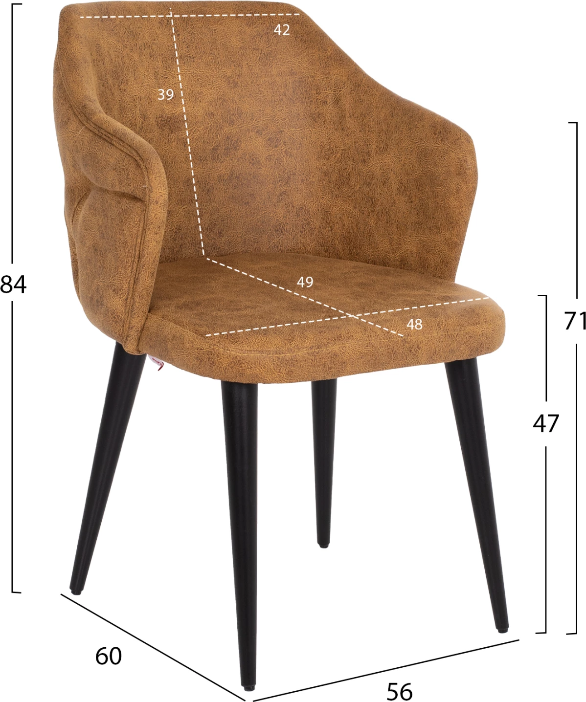 Karrige profesionale Theresa, lloj nubuck, ngjyrë ari, këmbë druri, 56x60x84H cm., set prej 4 copë