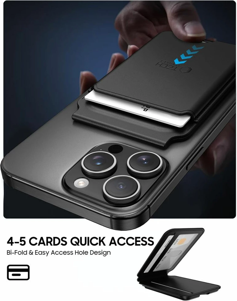 Mbajtës kartelash për smartphone Tech-Protect MagWallet Stand MagSafe, i zi