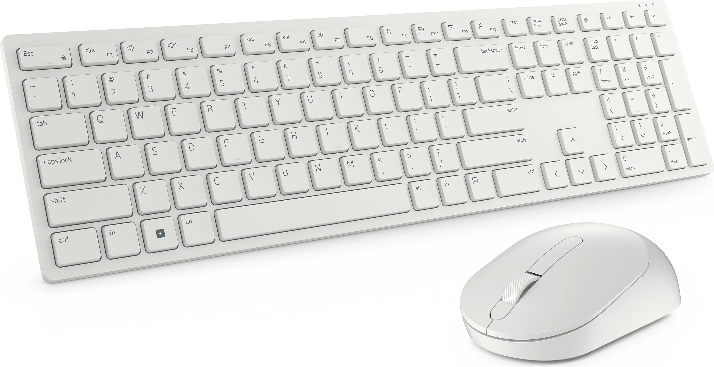 Set tastierë + maus wireless Dell KM5221W, QWERTZ, full-size, 1600 DPI, i bardhë
