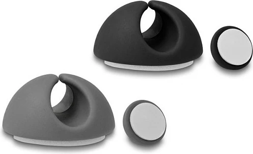 Mbajtës kabllosh DeLOCK, set 6 copë, vetëngjitës, për kabllo deri 6.5 mm, zi/gri