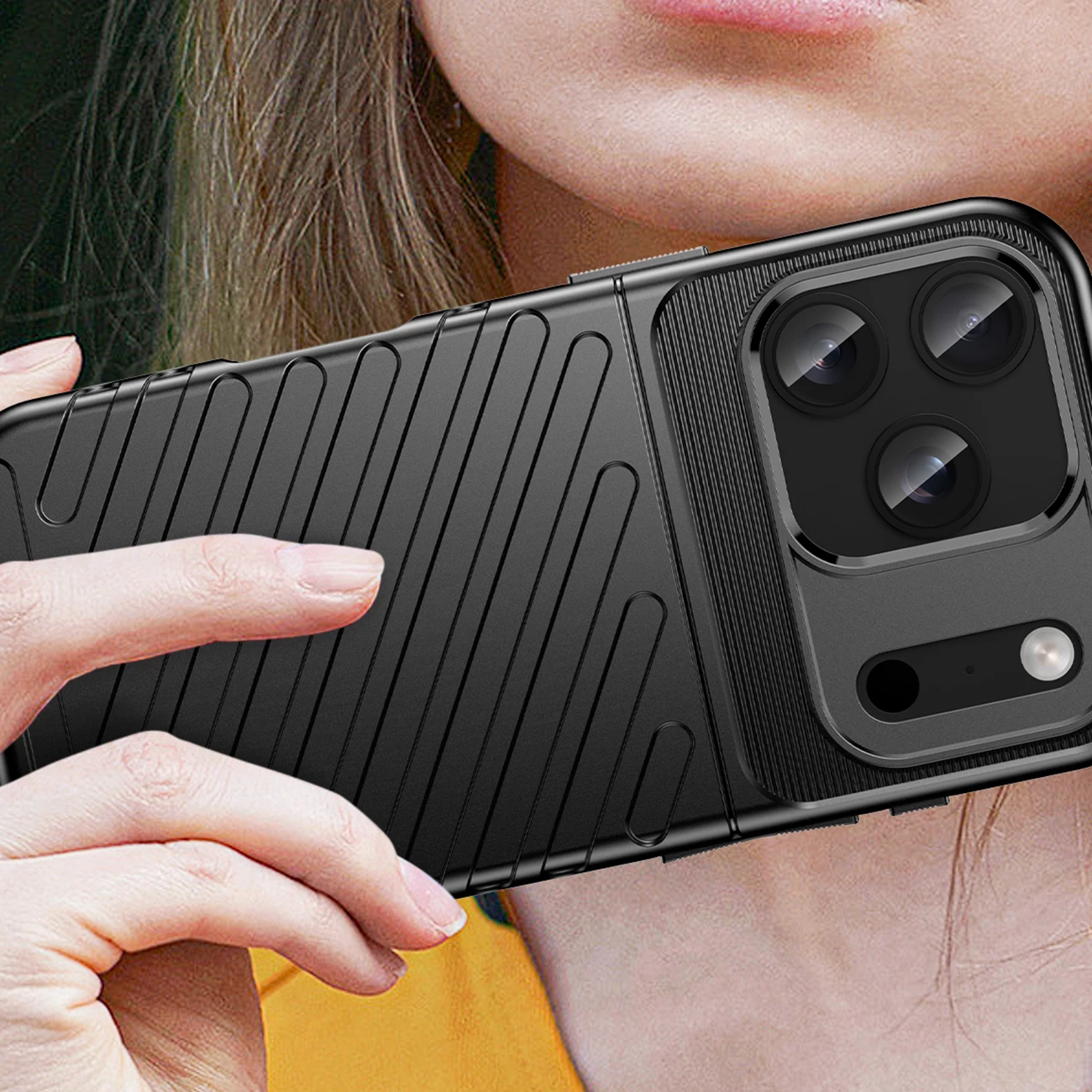 Mbështjellës Hurtel Thunder Case për iPhone 17 Pro, TPU, i zi