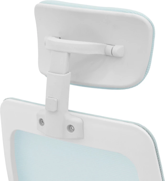 Karrige zyre Peja, material rrjetë, ngjyrë kaltër e çelët, kornizë e bardhë, 58x60x107-117cm