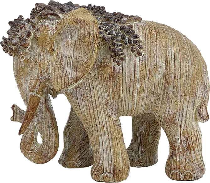 Elefant dekorativ, polirezine, ngjyrë bezhë, 23x11x20cm