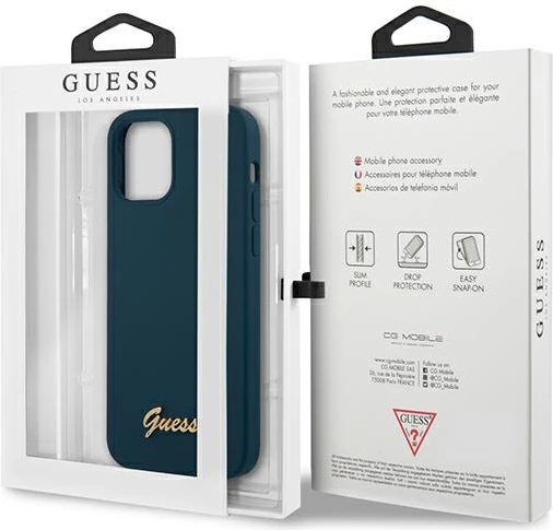Mbështjellës Guess GUHCP12LLSLMGBL për iPhone 12 Pro Max 6.7", silikon, kaltër