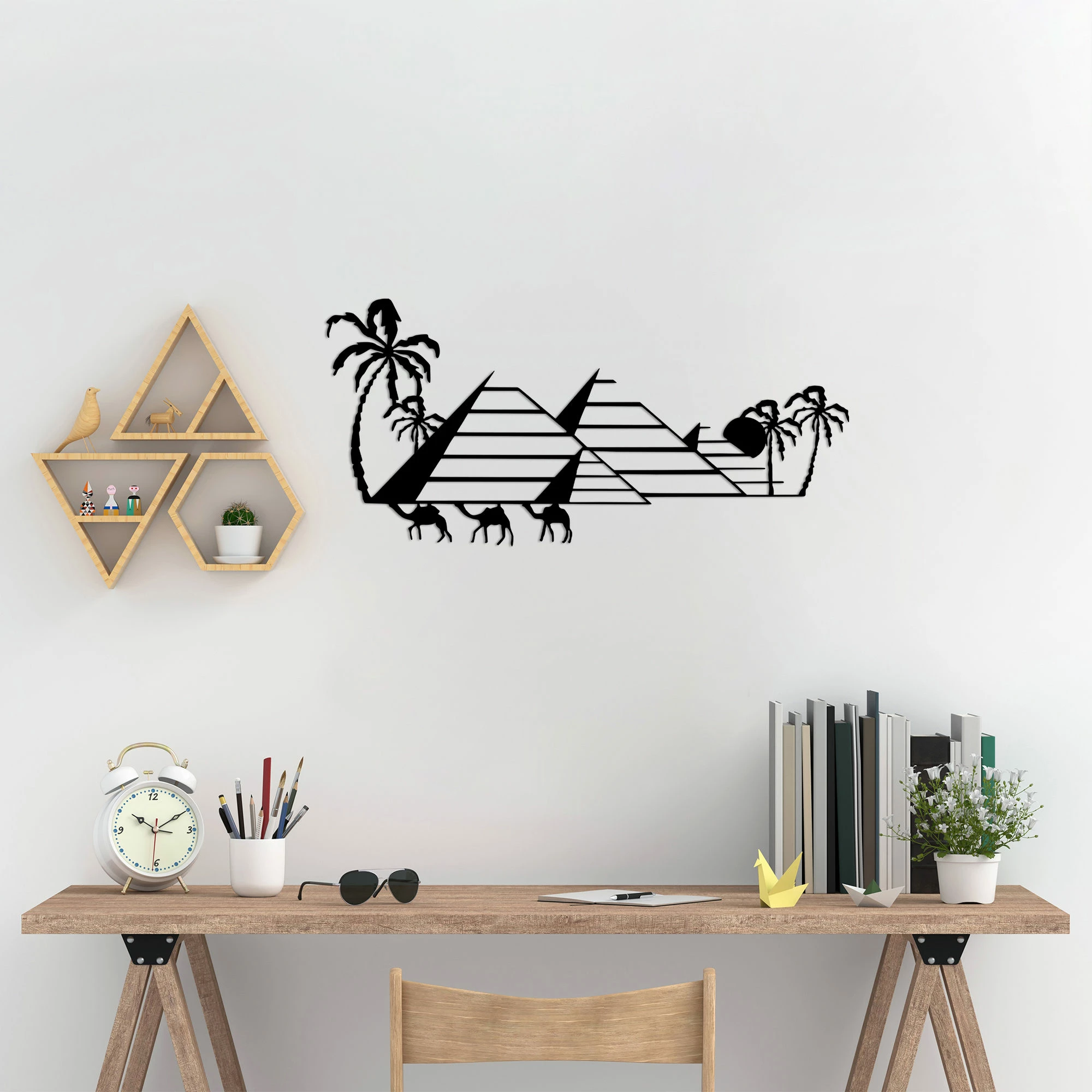 Aksesor dekorativ metalik për mur, Wallity, egjiptian, 33x70cm
