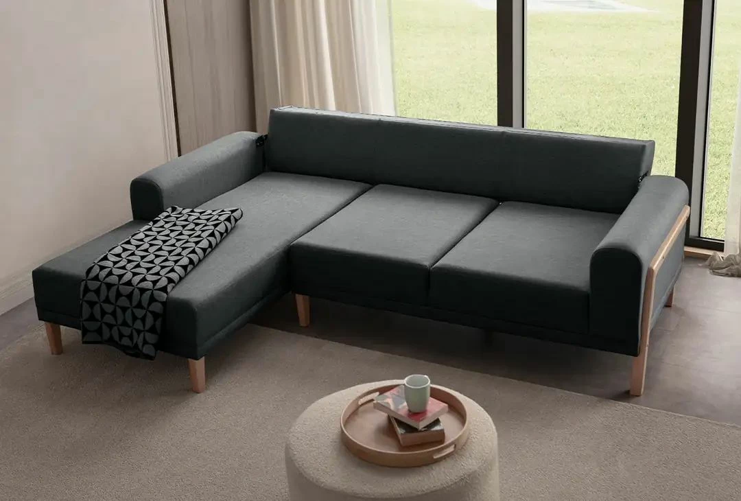 Këndare Atelier del Sofa, ngjyrë latte-relaks, kënd i majtë, anthracite