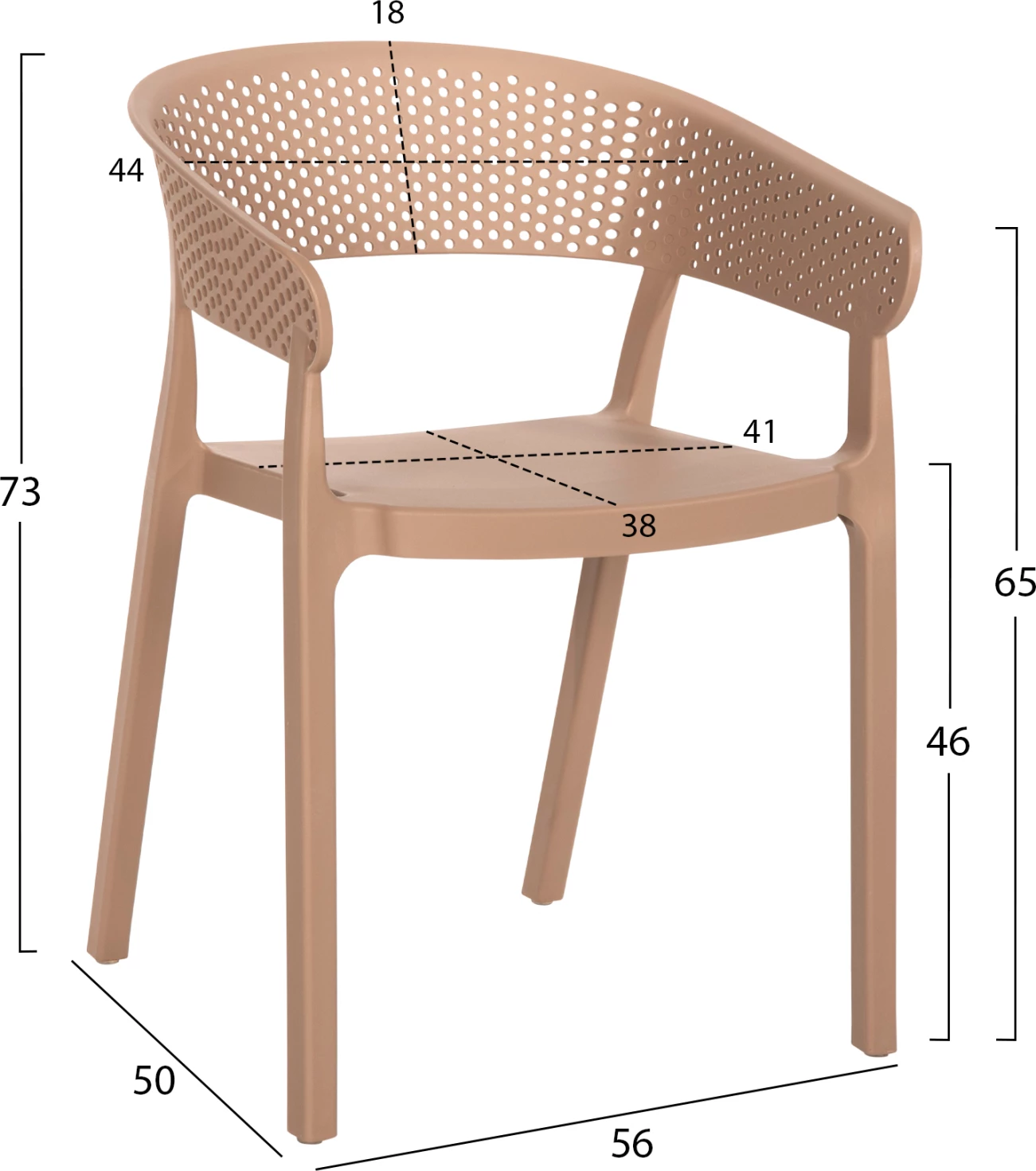 Karrige polipropileni, ngjyrë kapuçino, FH5941.03, 53,5x50,5x73H cm
