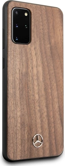 Mbështjellës i fortë Mercedes Wood Line Walnut për Samsung Galaxy S20+, kafe