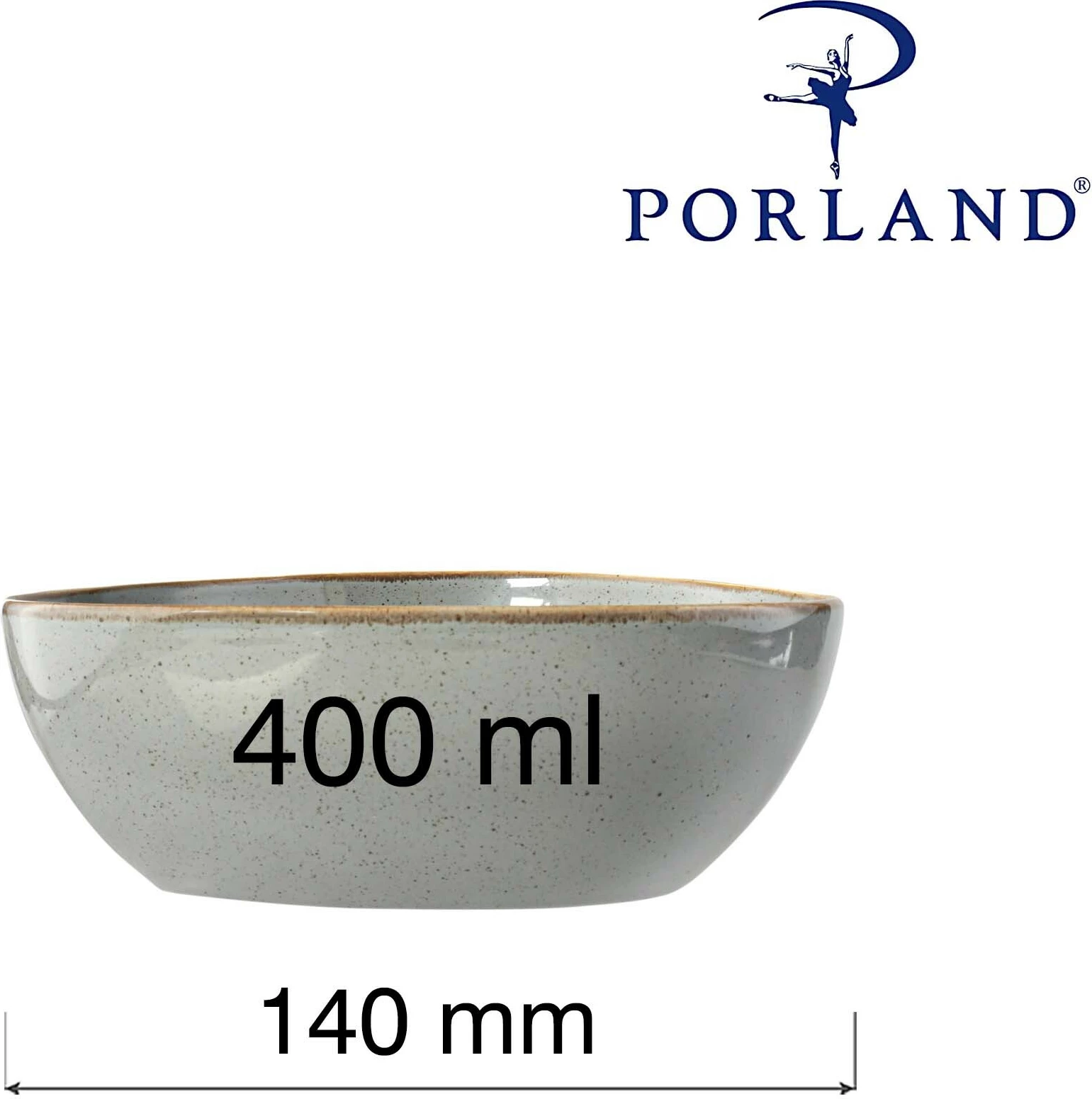 Tas trekëndor Porland Seasons Stone 400 ml 140 mm, gri e errët, set 6 copë