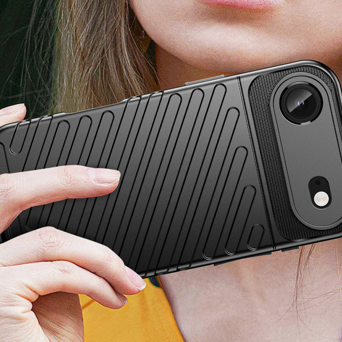 Mbështjellës Hurtel Thunder Case për iPhone 17 Air, TPU, i zi