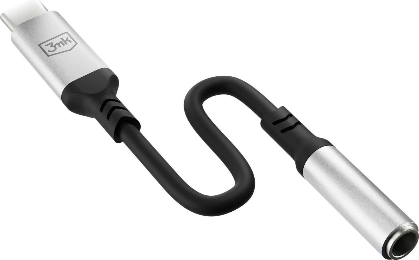 Adapter 3MK USB-C - miniJack, argjendtë-zi