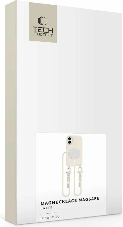 Mbështjellës Tech-Protect MagNecklace me litar për iPhone 16, Bezhe