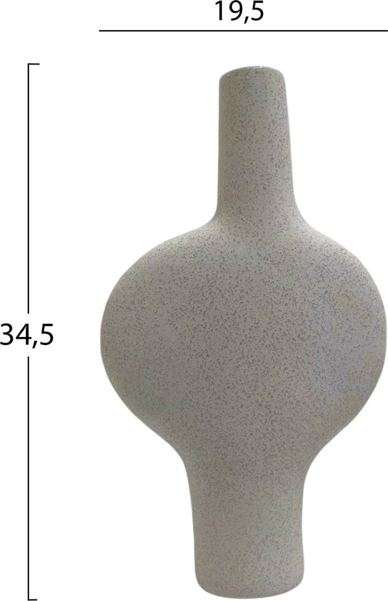 Dekor tavoline prej qeramike, seri ARKEN, FH4620.01, ngjyrë e bardhë e zbehtë me kristalizim, 19.5x8x34.5 cm