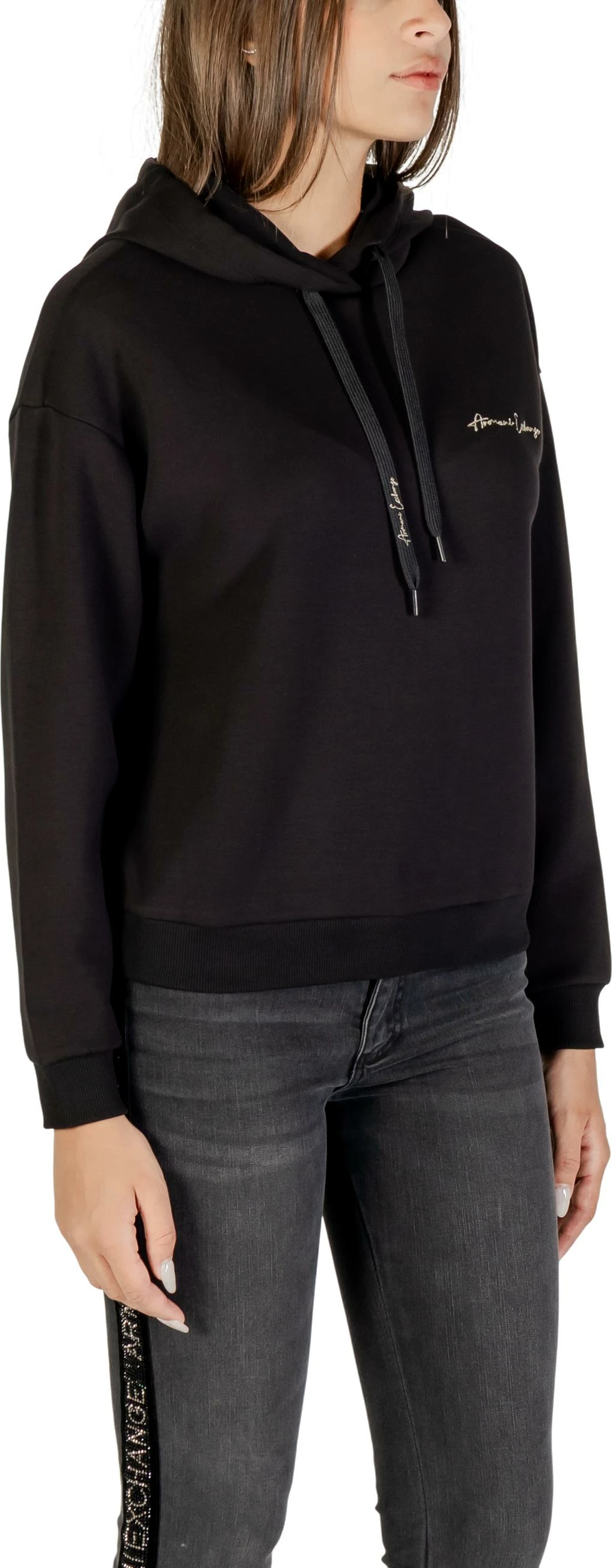 Duks me kapuç për femra Armani Exchange XW000836 AF13397, i zi me ari [Madhësia: L]