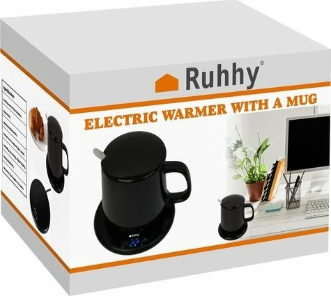 Ngrohës elektrik për filxhan Ruhhy 22125, kupa 400 ml me kapak + lugë, timer 1-9 h, 40/60°C, e zezë