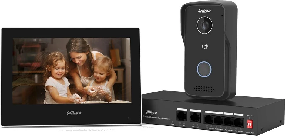 Set video-interfoni DAHUA KTP03, 7" TFT, me prekje, i zi