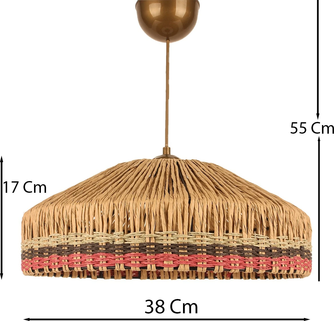 Llambë tavani Opviq, BK025, trup metalik, kapak makrame, ngjyrë ecru
