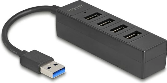 USB hub DeLOCK 64350, 4x USB-A 3.2 Gen1, 5Gbps, 10cm, zi