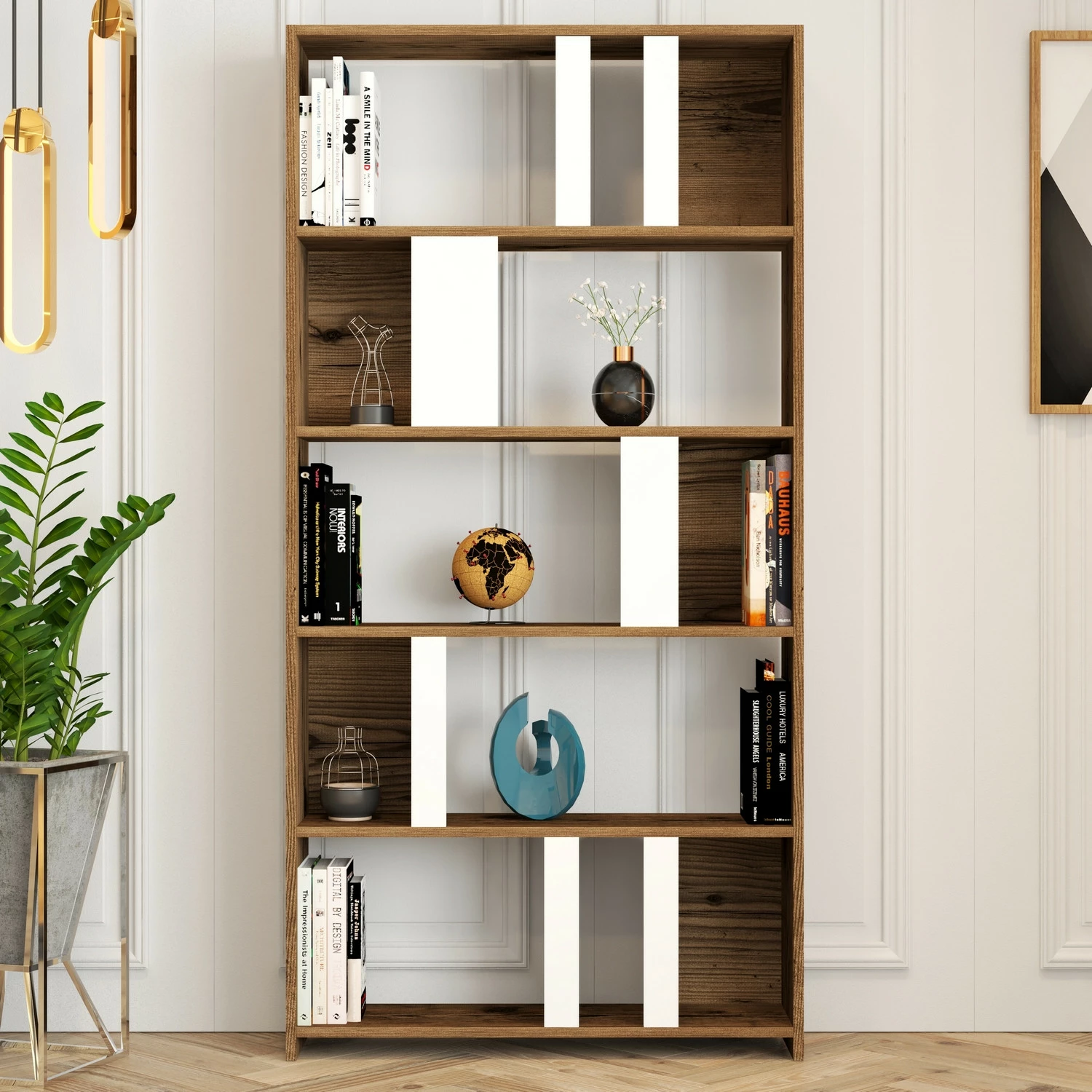 Raft librash Hanah Home, Lima, ngjyrë arre dhe e bardhë