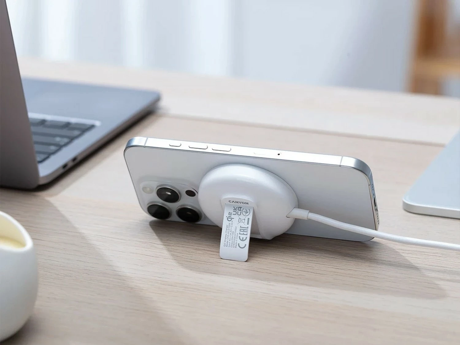 Karikues wireless Canyon WS-105, 15W, Qi2, i bardhë