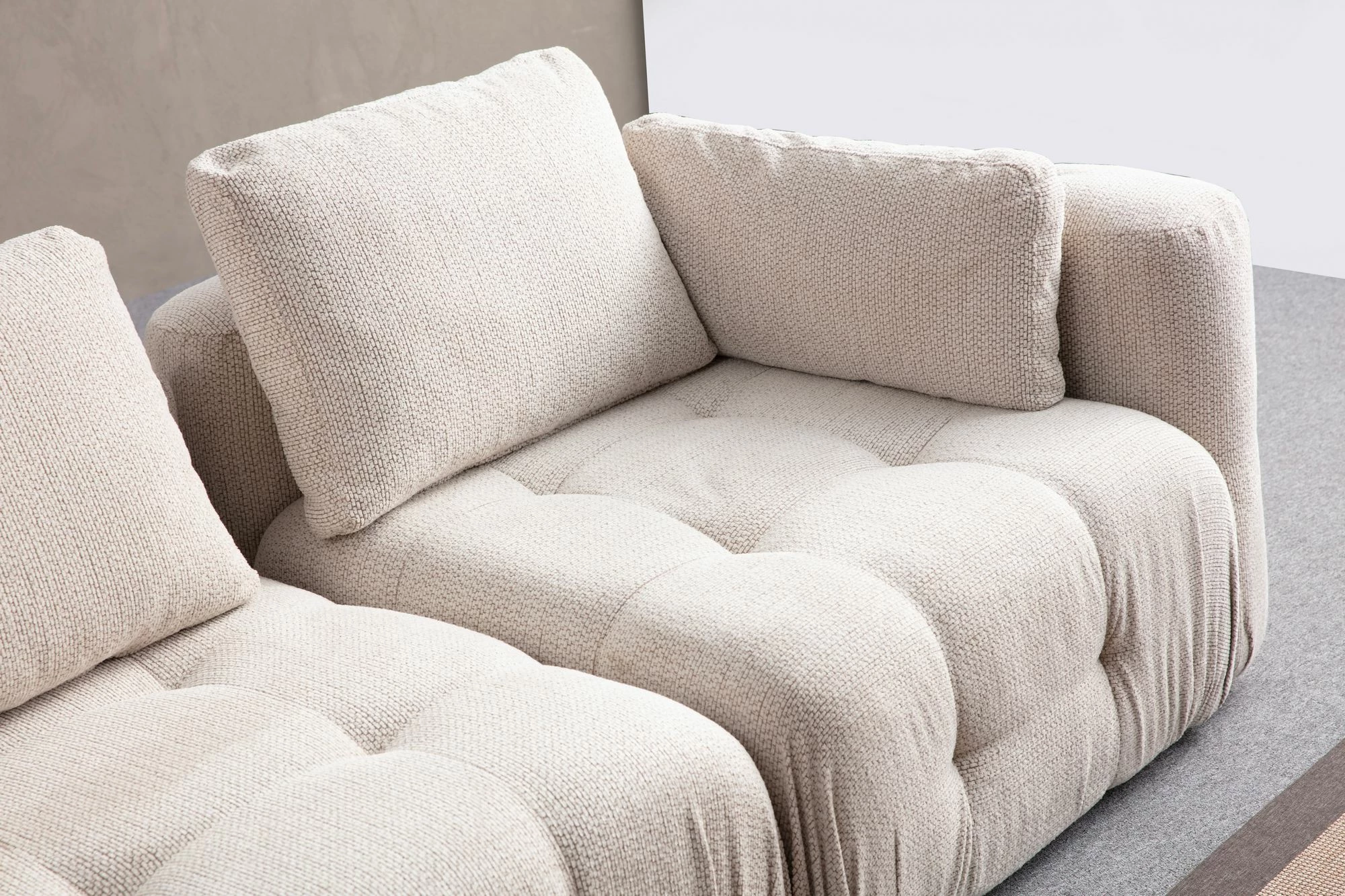 Këndare Amaris 3 vende me pouffe, bezhë