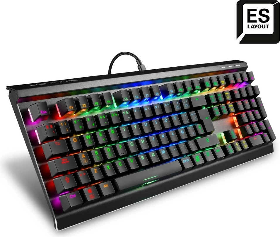 Tastierë mekanike Sharkoon SKILLER SGK60, Kailh Box Red, RGB, ES layout, e zezë