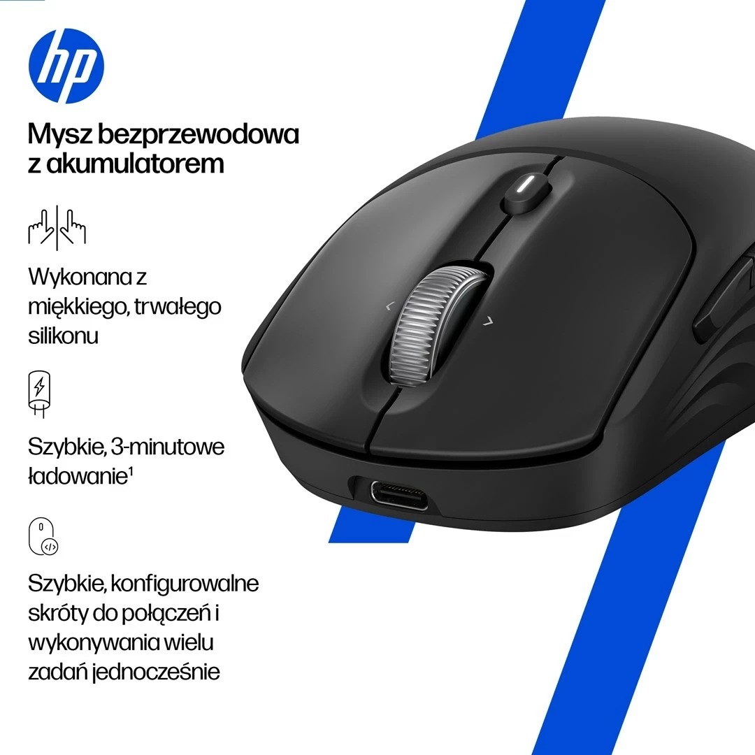 Maus wireless HP 700, rikarikueshëm, 8 butona, Bluetooth 5.2, USB Type-C, i zi