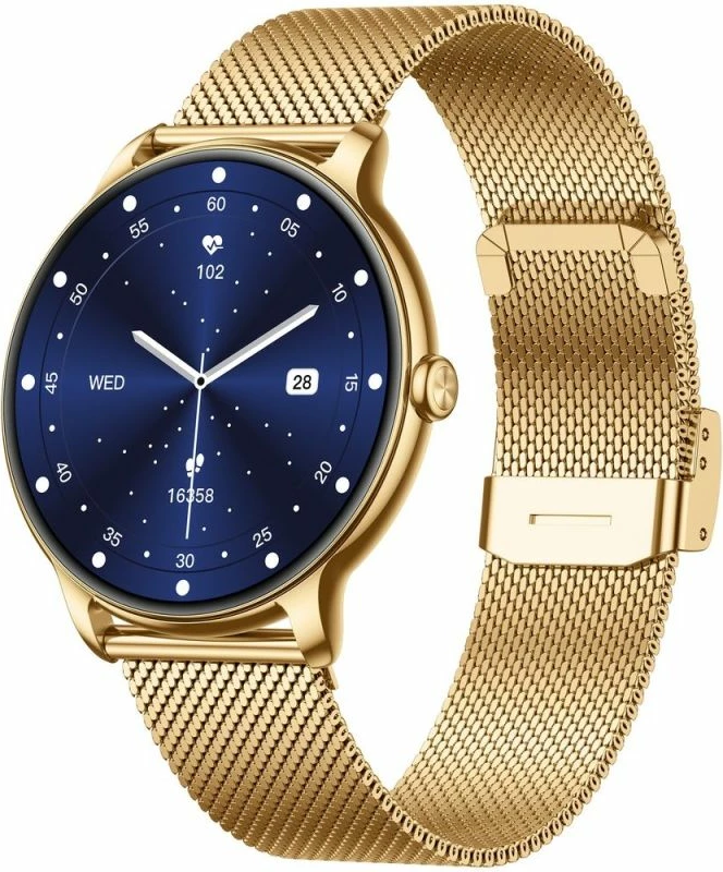 Smartwatch Gravity GT31-1 për femra, rrip i artë + byzylyk, rozë dhe i artë, set